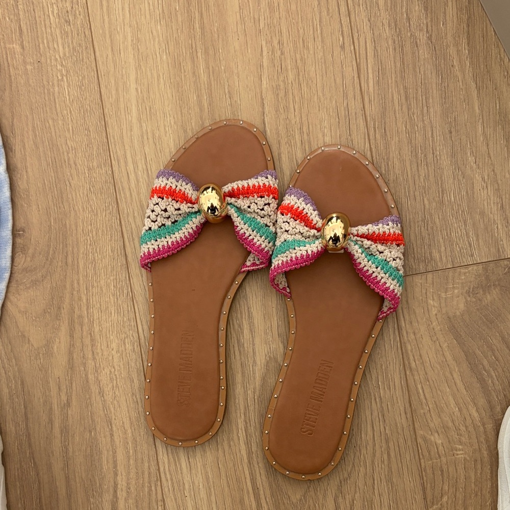 Steve Madden Women's Colorful Crochet Slide Sandals